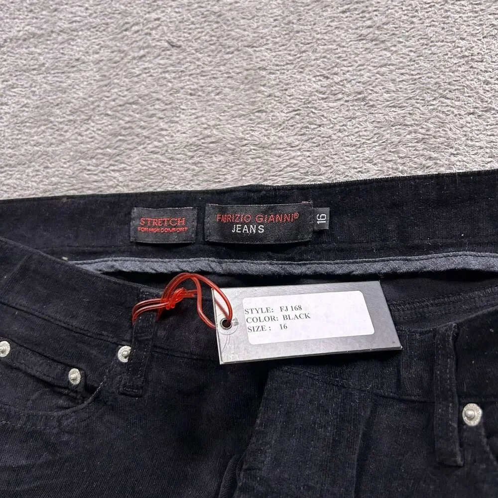 NWT Fabrizio Gianni Bootcut Jeans Women's 16 Black Corduroy Made In USA